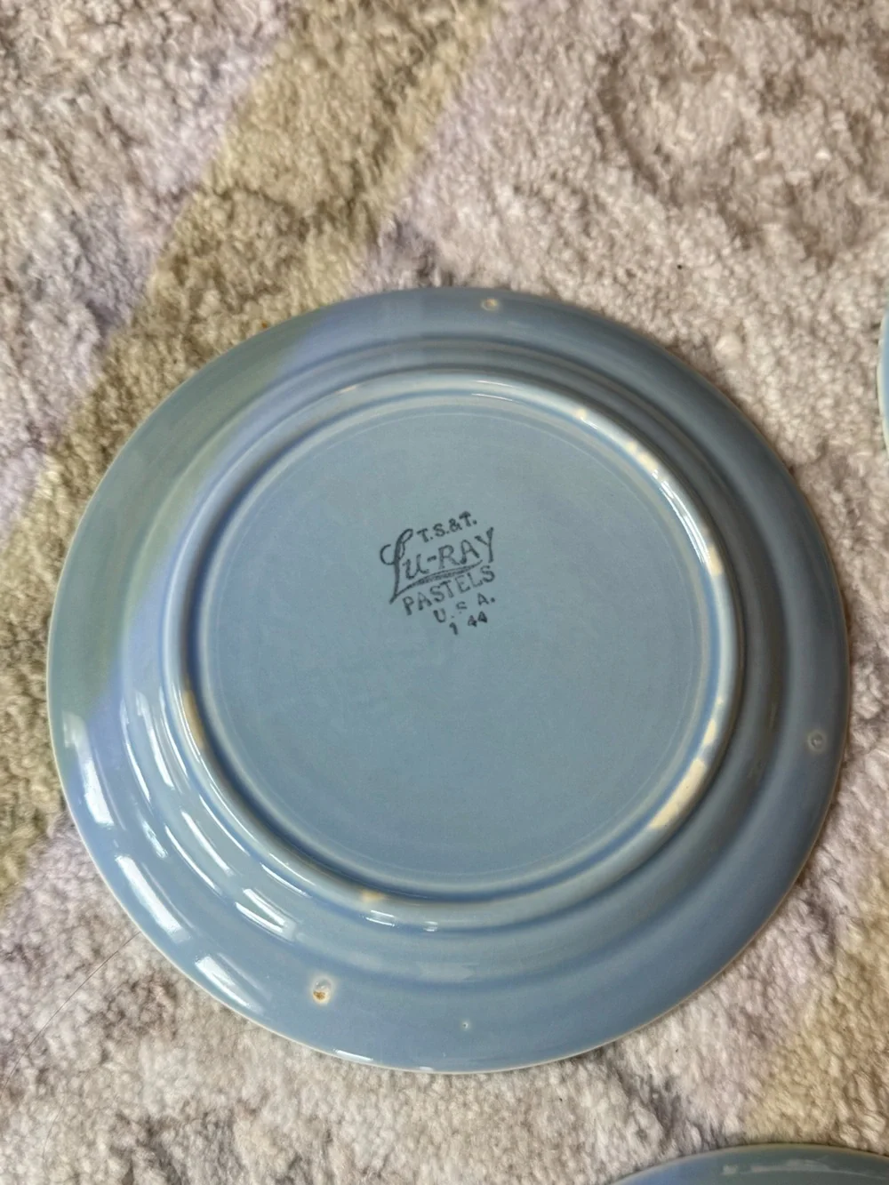 Lu-Ray Pastels Blue Plates Salad Bread Dessert - 6-3/8” Vintage Spring Easter